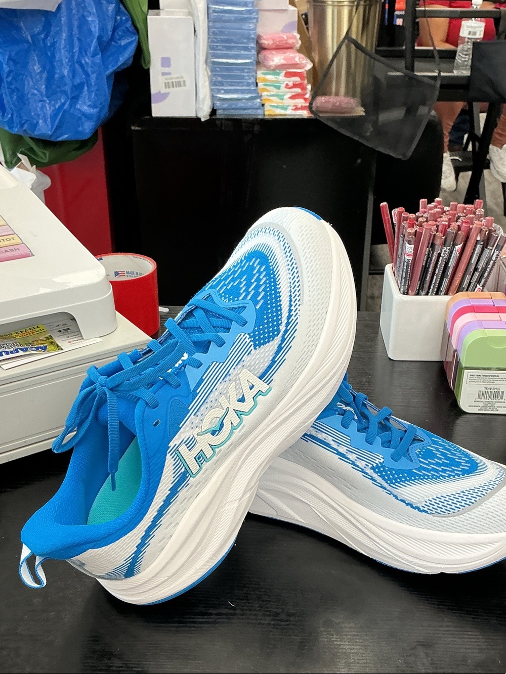 Hoka Women's Bright Blue and White Performance Running Shoes